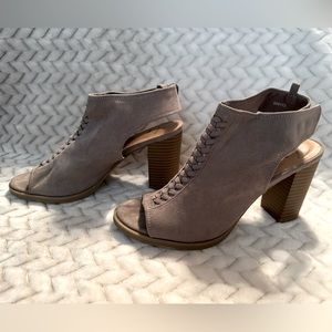 Gap Taupe Suede Peep Toe Booties